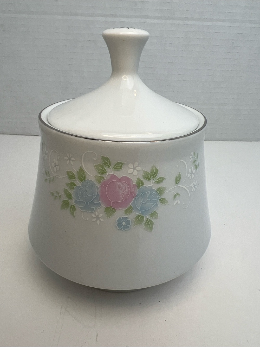 Vintage China Garden Prestige Sugar Bowl Lid Jian Shiang Porcelain Silver Trim
